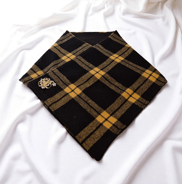 Yellow and Black Wool Cozy Wrap