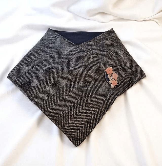 Gray Herringbone Wool Cozy Wrap