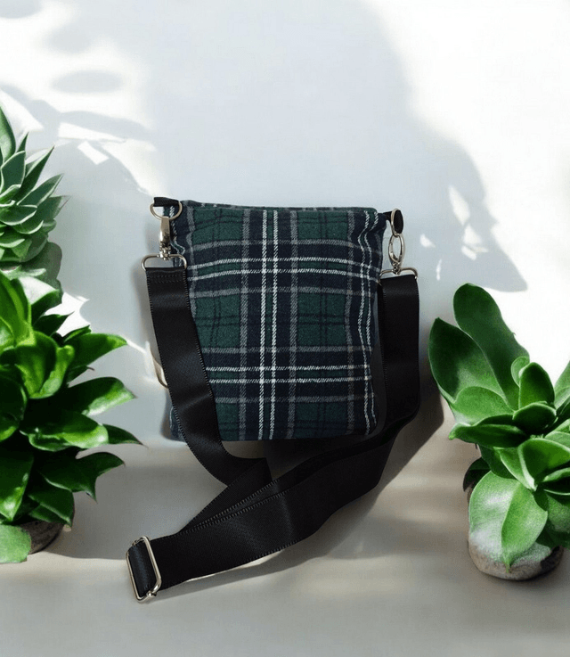 Wool Crossbody - Green Plaid