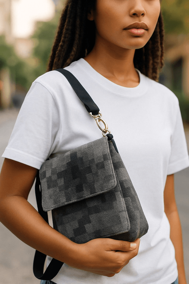 Wool Crossbody - black & gray